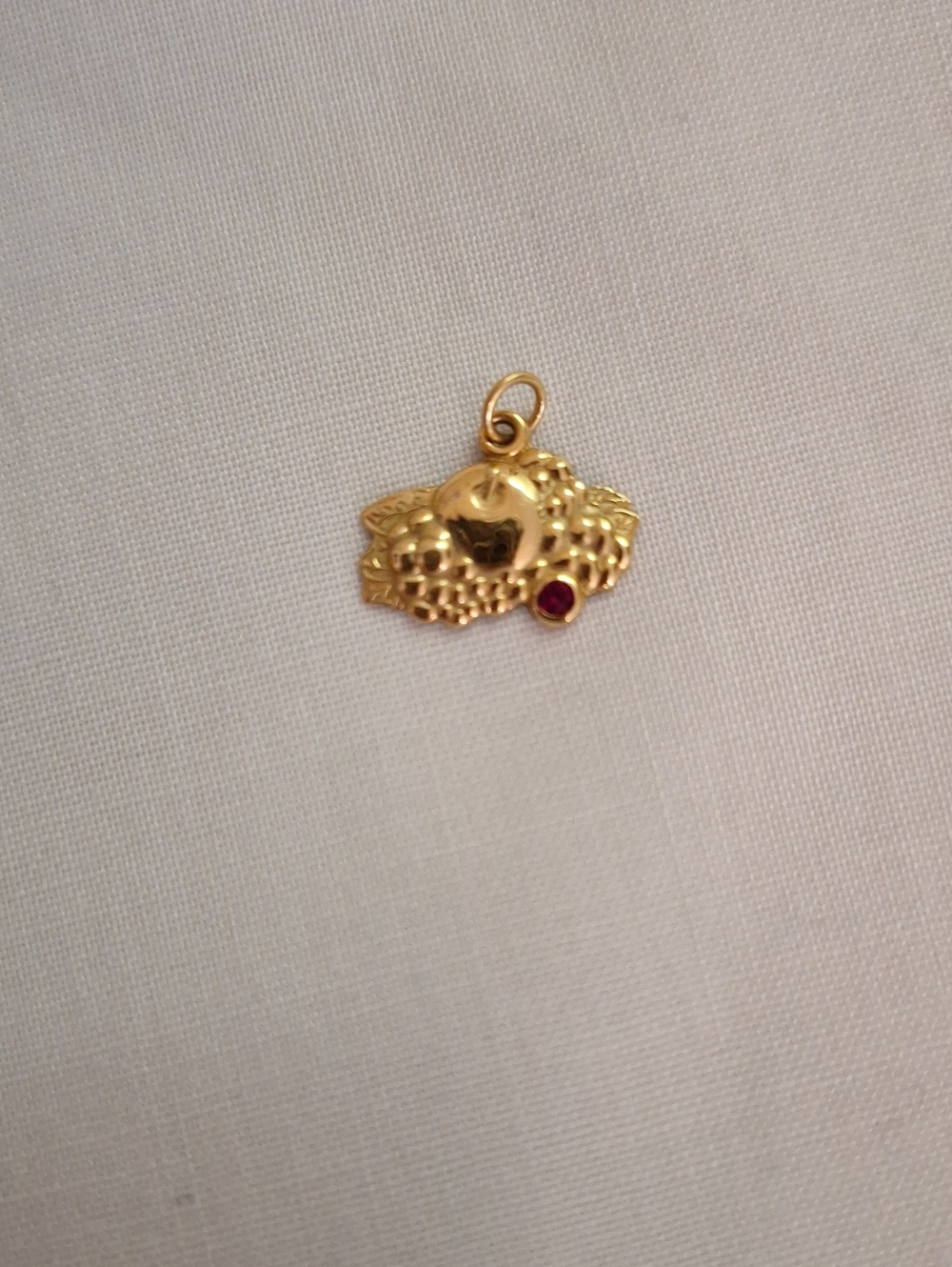 Gold Fruit Cluster Pendant with Ruby Accent